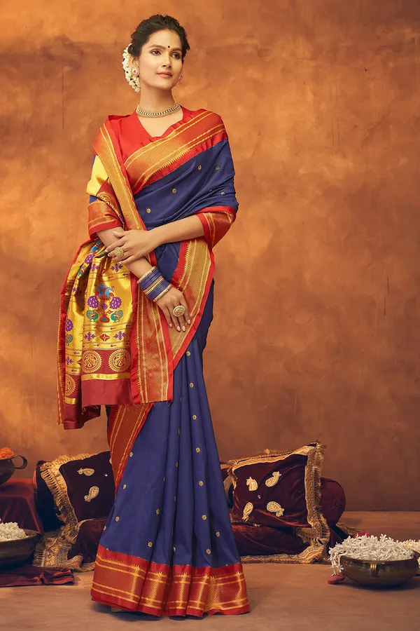Navy_Blue_Soft_Paithani_Saree_With_Gold_Zari